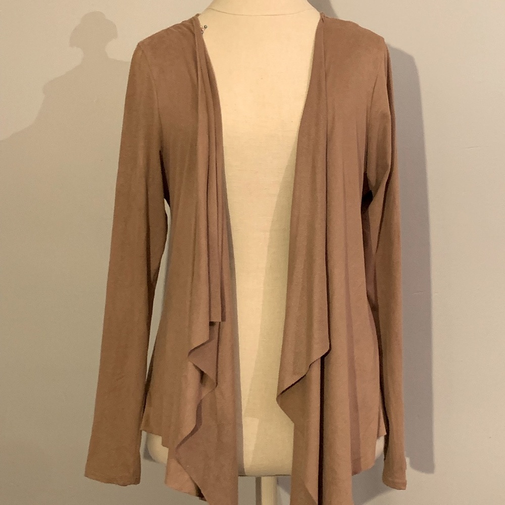 Faux Suede Camel Cardigan